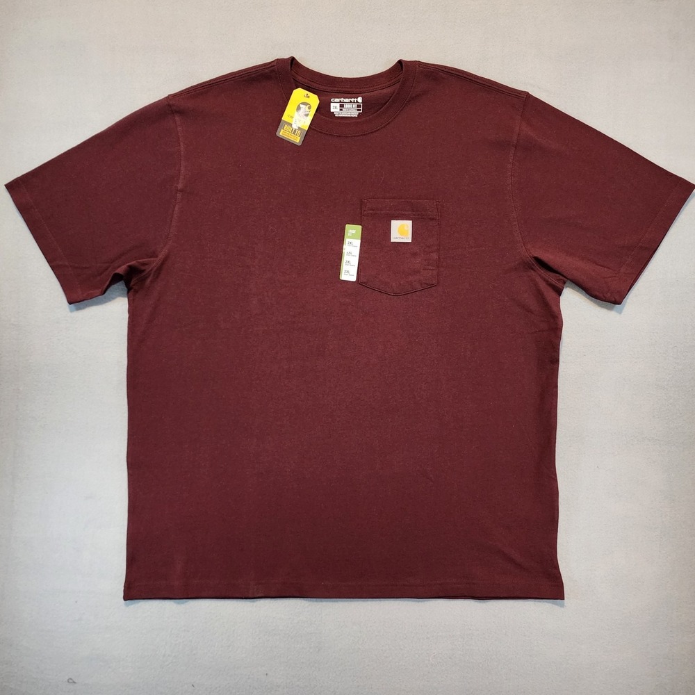 Carhartt‎ K87 Men's 2XL Port Burgundy Heavyweight Pocket T Shirt Loose Fit NWT